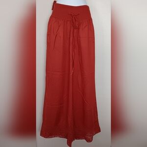 NAOO Nations AK Outifits Rust Color Crochet Hem Wide Legs  Palazzo Pants M  NWT